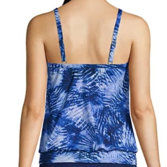 $20 NEW Lands End Tannkini Size 4D Bust-Minimizer Blue Polka Dot - Picture 2 of 2